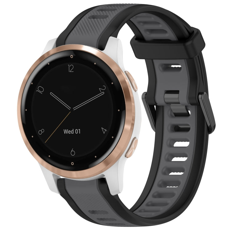 For Garmin Active S 18mm Two Color Textured Silicone Watch Band(Grey+Black) - Watch Bands by PMC TechLife | Online Shopping South Africa | PMC TechLife
