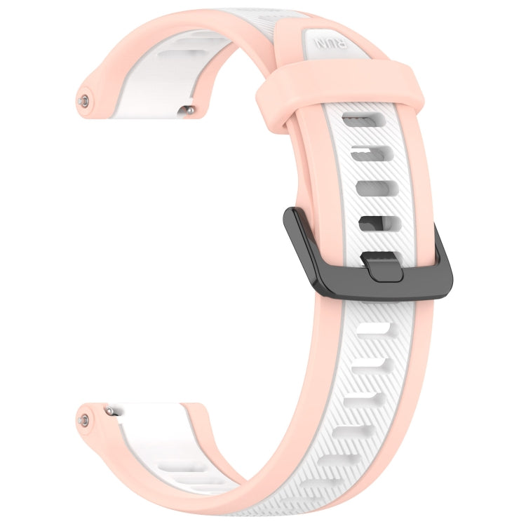 For Garmin Active S 18mm Two Color Textured Silicone Watch Band(White+Pink) - Watch Bands by PMC Jewellery | Online Shopping South Africa | PMC Jewellery