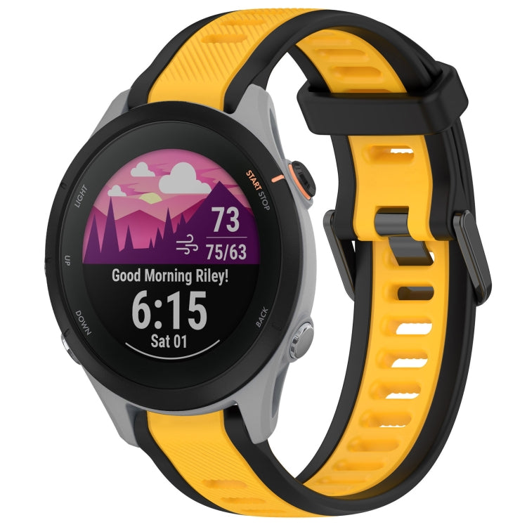 For Garmin Forerunner 255S 18mm Two Color Textured Silicone Watch Band(Yellow+Black) - Watch Bands by PMC Jewellery | Online Shopping South Africa | PMC Jewellery