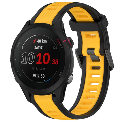 For Garmin Forerunner 255S Music 18mm Two Color Textured Silicone Watch Band(Yellow+Black) - Watch Bands by PMC Jewellery | Online Shopping South Africa | PMC Jewellery
