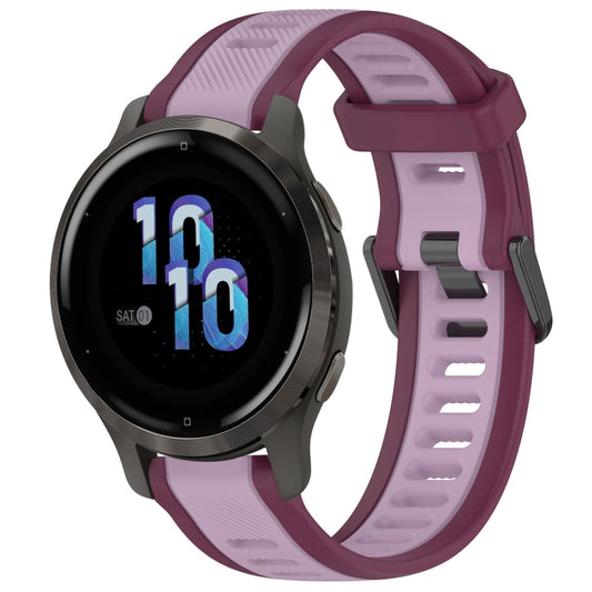 For Garmin Venu 2S 18mm Two Color Textured Silicone Watch Band(Purple) - Watch Bands by PMC Jewellery | Online Shopping South Africa | PMC Jewellery