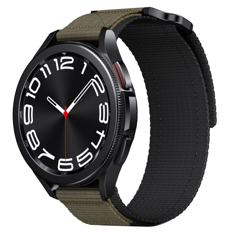 20mm Two Color Nylon Canvas Hook And Loop Fastener Watch Band(Black+Green) - 20mm Bands by PMC TechLife | Online Shopping South Africa | PMC TechLife
