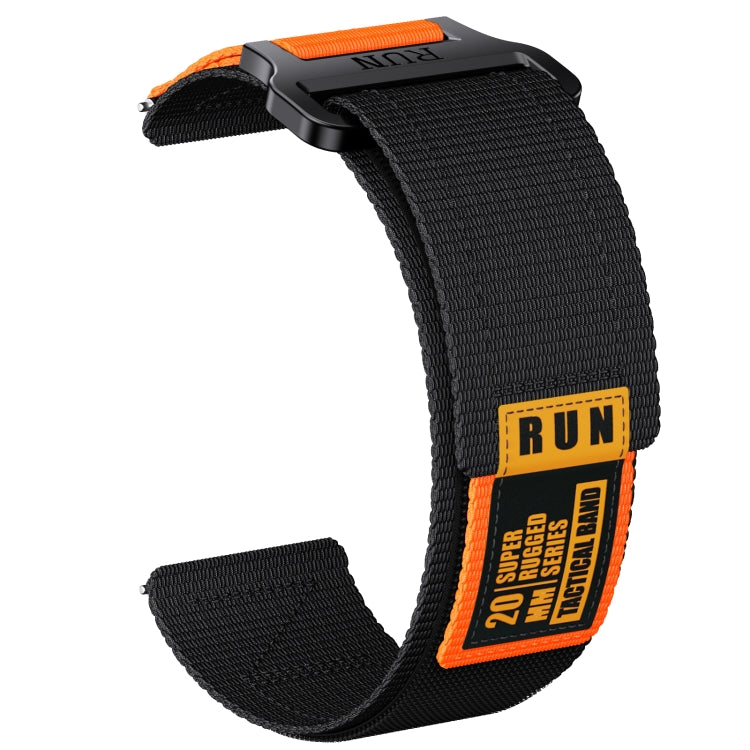 22mm Two Color Nylon Canvas Hook And Loop Fastener Watch Band(Black+Orange) - 22mm Bands by PMC Jewellery | Online Shopping South Africa | PMC Jewellery