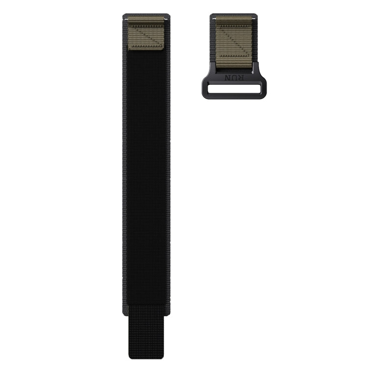 22mm Two Color Nylon Canvas Hook And Loop Fastener Watch Band(Black+Green) - 22mm Bands by PMC TechLife | Online Shopping South Africa | PMC TechLife