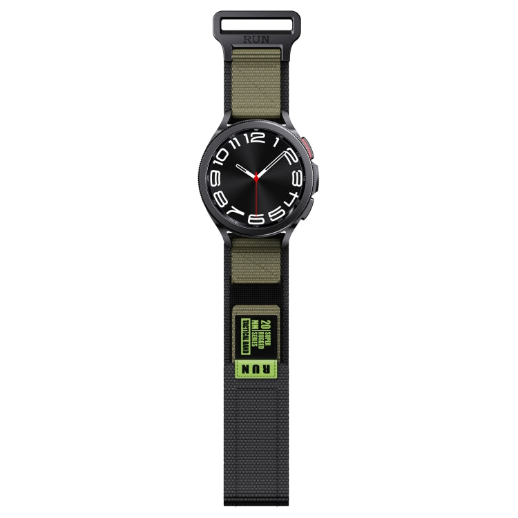 22mm Two Color Nylon Canvas Hook And Loop Fastener Watch Band(Black+Green) - 22mm Bands by PMC TechLife | Online Shopping South Africa | PMC TechLife