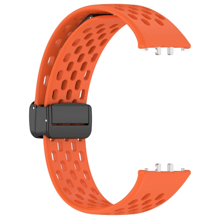 For Samsung Galaxy Fit 3 Hole Style Magnetic Folding Buckle Silicone Watch Band(Orange) - Watch Bands by PMC Jewellery | Online Shopping South Africa | PMC Jewellery