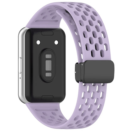 For Samsung Galaxy Fit 3 Hole Style Magnetic Folding Buckle Silicone Watch Band(Purple) - Watch Bands by PMC Jewellery | Online Shopping South Africa | PMC Jewellery