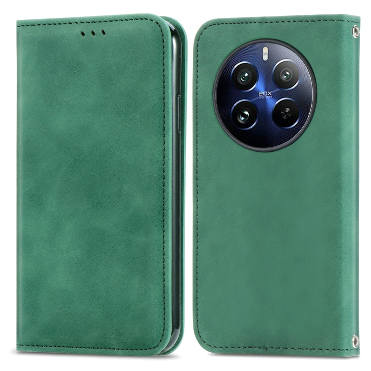 For Realme 12 Pro Retro Skin Feel Magnetic Leather Phone Case(Green) - Realme Cases by PMC Jewellery | Online Shopping South Africa | PMC Jewellery | Buy Now Pay Later Mobicred