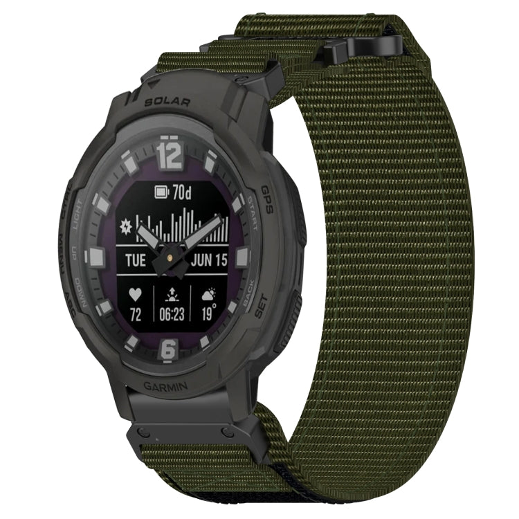 For Garmin Instinct Crossover Solar 22mm Nylon Hook And Loop Fastener Watch Band(Army Green) - Watch Bands by PMC Jewellery | Online Shopping South Africa | PMC Jewellery
