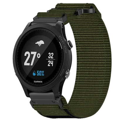 For Garmin Forerunner 935 22mm Nylon Hook And Loop Fastener Watch Band(Army Green) - Watch Bands by PMC Jewellery | Online Shopping South Africa | PMC Jewellery