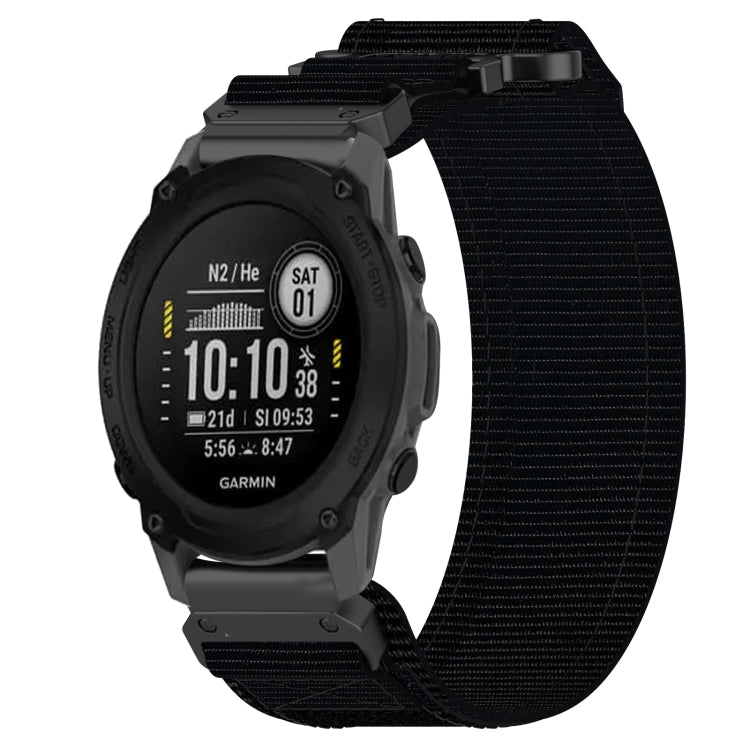 For Garmin Descent G1 22mm Nylon Hook And Loop Fastener Watch Band(Black) - Watch Bands by PMC TechLife | Online Shopping South Africa | PMC TechLife