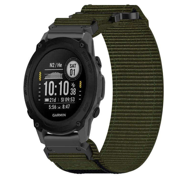 For Garmin Descent G1 22mm Nylon Hook And Loop Fastener Watch Band(Army Green) - Watch Bands by PMC Jewellery | Online Shopping South Africa | PMC Jewellery