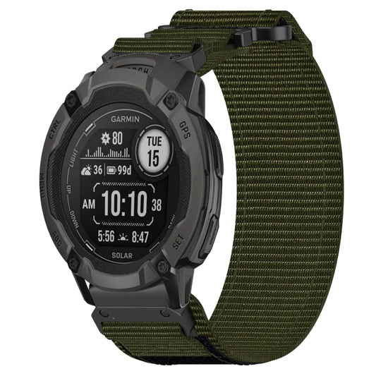 For Garmin Instinct 2X Solar 26mm Nylon Hook And Loop Fastener Watch Band(Army Green) - Watch Bands by PMC Jewellery | Online Shopping South Africa | PMC Jewellery