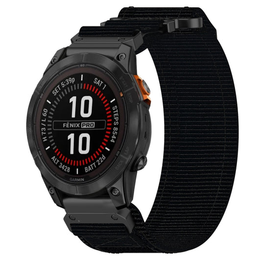 For Garmin Fenix 7S Pro 42mm 20mm Nylon Hook And Loop Fastener Watch Band(Black) - Watch Bands by PMC Jewellery | Online Shopping South Africa | PMC Jewellery