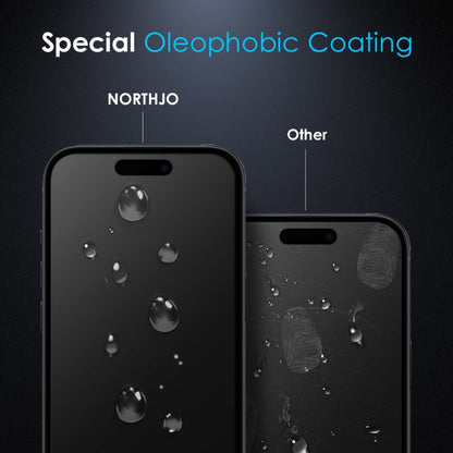 For iPhone 16 NORTHJO A++ 28 Degree Privacy Full Glue Silk Printing Tempered Glass Film - iPhone 16 Tempered Glass by NORTHJO | Online Shopping South Africa | PMC Jewellery | Buy Now Pay Later Mobicred