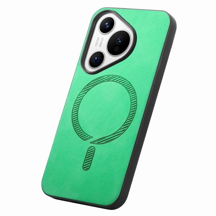 For Huawei Pura 70 Pro Solid Color Retro Magsafe PU Back Cover Phone Case(Green) - Huawei Cases by PMC Jewellery | Online Shopping South Africa | PMC Jewellery | Buy Now Pay Later Mobicred