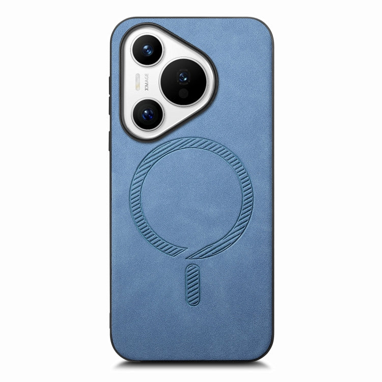 For Huawei Pura 70 Pro Solid Color Retro Magsafe PU Back Cover Phone Case(Blue) - Huawei Cases by PMC Jewellery | Online Shopping South Africa | PMC Jewellery | Buy Now Pay Later Mobicred