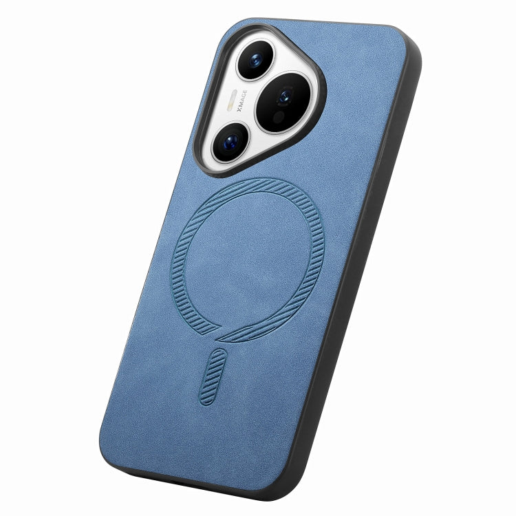 For Huawei Pura 70 Ultra Solid Color Retro Magsafe PU Back Cover Phone Case(Blue) - Huawei Cases by PMC Jewellery | Online Shopping South Africa | PMC Jewellery | Buy Now Pay Later Mobicred