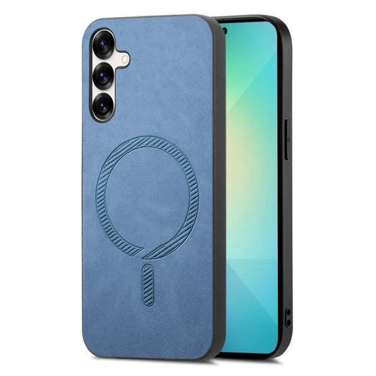 For Samsung Galaxy S25+ 5G Solid Color Retro Magsafe PU Back Cover Phone Case(Blue) - Galaxy S25+ 5G Cases by PMC Jewellery | Online Shopping South Africa | PMC Jewellery | Buy Now Pay Later Mobicred