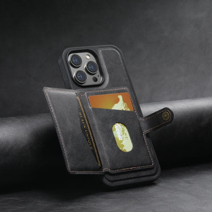 For iPhone 12  Suteni M1 Oil Wax MagSafe Detachable Horizontal Card Bag Phone Case(Black) - iPhone 12 / 12 Pro Cases by Suteni | Online Shopping South Africa | PMC Jewellery | Buy Now Pay Later Mobicred