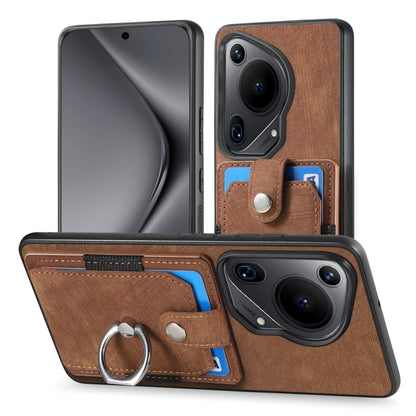 For Huawei Pura 70 Ultra Retro Skin-feel Ring Card Wallet Phone Case(Brown) - Huawei Cases by PMC Jewellery | Online Shopping South Africa | PMC Jewellery | Buy Now Pay Later Mobicred