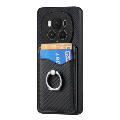 For Honor Magic6 Pro Carbon Fiber Card Wallet Ring Phone Case(Black) - Honor Cases by PMC Jewellery | Online Shopping South Africa | PMC Jewellery | Buy Now Pay Later Mobicred