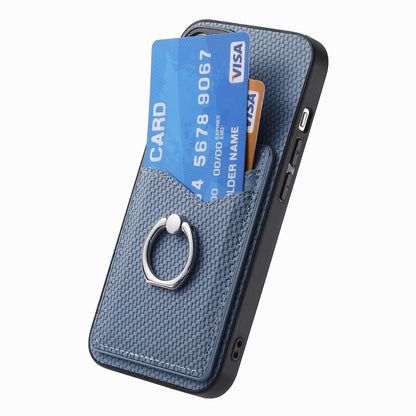 For Honor Magic6 Pro Carbon Fiber Card Wallet Ring Phone Case(Blue) - Honor Cases by PMC Jewellery | Online Shopping South Africa | PMC Jewellery | Buy Now Pay Later Mobicred