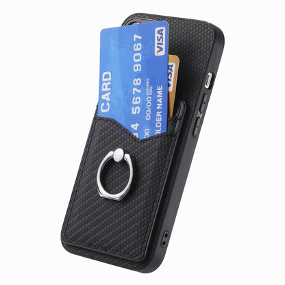 For Realme 12 Pro+ Carbon fiber Card Wallet Ring Phone Case(Black) - Realme Cases by PMC Jewellery | Online Shopping South Africa | PMC Jewellery | Buy Now Pay Later Mobicred