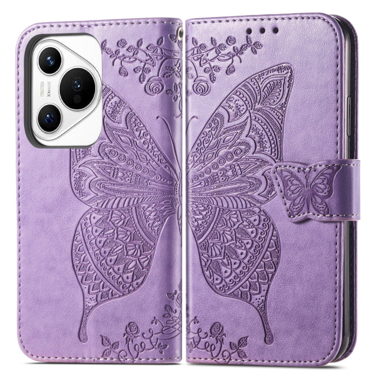 For Huawei Pura 70 Butterfly Love Flower Embossed Leather Phone Case(Lavender) - Huawei Cases by PMC Jewellery | Online Shopping South Africa | PMC Jewellery | Buy Now Pay Later Mobicred