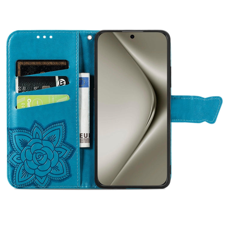 For Huawei Pura 70 Pro+ Butterfly Love Flower Embossed Leather Phone Case(Blue) - Huawei Cases by PMC Jewellery | Online Shopping South Africa | PMC Jewellery | Buy Now Pay Later Mobicred