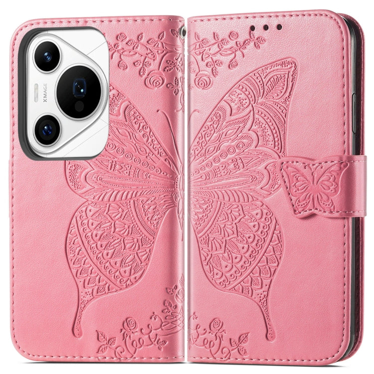 For Huawei Pura 70 Ultra Butterfly Love Flower Embossed Leather Phone Case(Pink) - Huawei Cases by PMC Jewellery | Online Shopping South Africa | PMC Jewellery | Buy Now Pay Later Mobicred