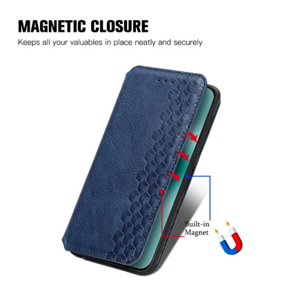 For Huawei Pura 70 Cubic Grid Pressed Magnetic Leather Phone Case(Blue) - Huawei Cases by PMC Jewellery | Online Shopping South Africa | PMC Jewellery | Buy Now Pay Later Mobicred