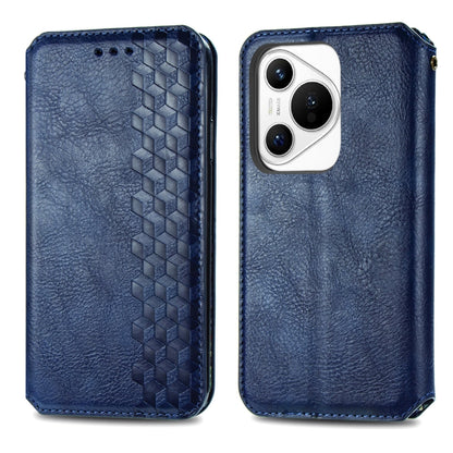 For Huawei Pura 70 Pro+ Cubic Grid Pressed Magnetic Leather Phone Case(Blue) - Huawei Cases by PMC Jewellery | Online Shopping South Africa | PMC Jewellery | Buy Now Pay Later Mobicred