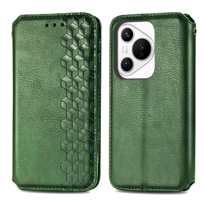 For Huawei Pura 70 Pro+ Cubic Grid Pressed Magnetic Leather Phone Case(Green) - Huawei Cases by PMC Jewellery | Online Shopping South Africa | PMC Jewellery | Buy Now Pay Later Mobicred