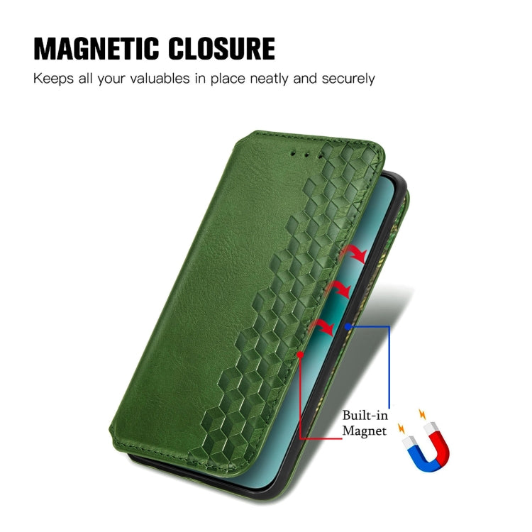 For Huawei Pura 70 Ultra Cubic Grid Pressed Magnetic Leather Phone Case(Green) - Huawei Cases by PMC Jewellery | Online Shopping South Africa | PMC Jewellery | Buy Now Pay Later Mobicred