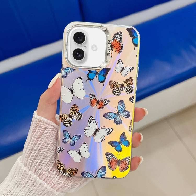 For iPhone 16 Electroplating Laser Butterfly Phone Case(Color Butterflies AB1) - iPhone 16 Cases by PMC TechLife | Online Shopping South Africa | PMC TechLife | Buy Now Pay Later Mobicred