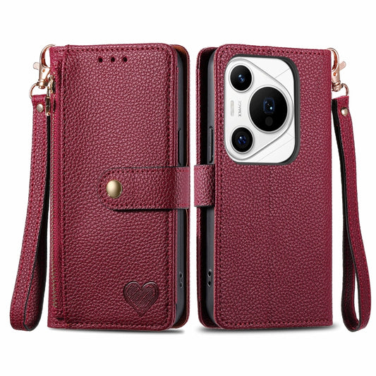 For Huawei Pura 70 Pro Love Zipper Lanyard Leather Phone Case(Red) - Huawei Cases by PMC Jewellery | Online Shopping South Africa | PMC Jewellery | Buy Now Pay Later Mobicred