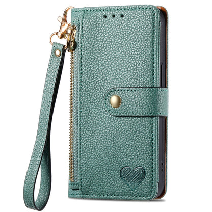 For Huawei Pura 70 Ultra Love Zipper Lanyard Leather Phone Case(Green) - Huawei Cases by PMC Jewellery | Online Shopping South Africa | PMC Jewellery | Buy Now Pay Later Mobicred