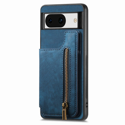 For Google Pixel 9 Pro XL Retro Leather Zipper Wallet Back Phone Case(Blue) - Google Cases by PMC Jewellery | Online Shopping South Africa | PMC Jewellery | Buy Now Pay Later Mobicred