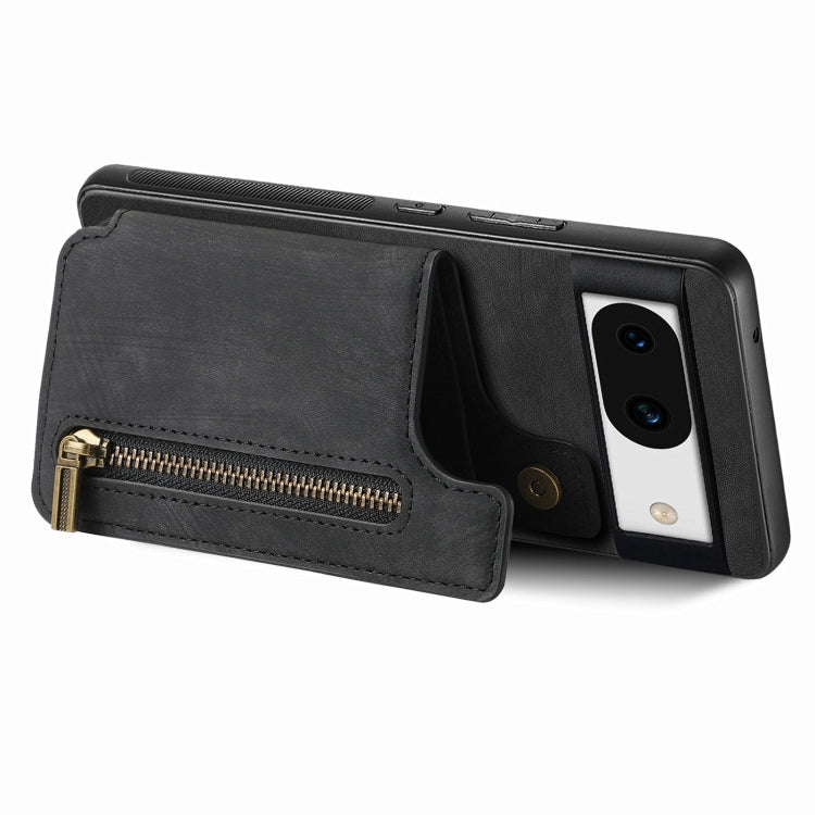 For Google Pixel 9 Pro XL Retro Leather Zipper Wallet Back Phone Case(Black) - Google Cases by PMC Jewellery | Online Shopping South Africa | PMC Jewellery | Buy Now Pay Later Mobicred