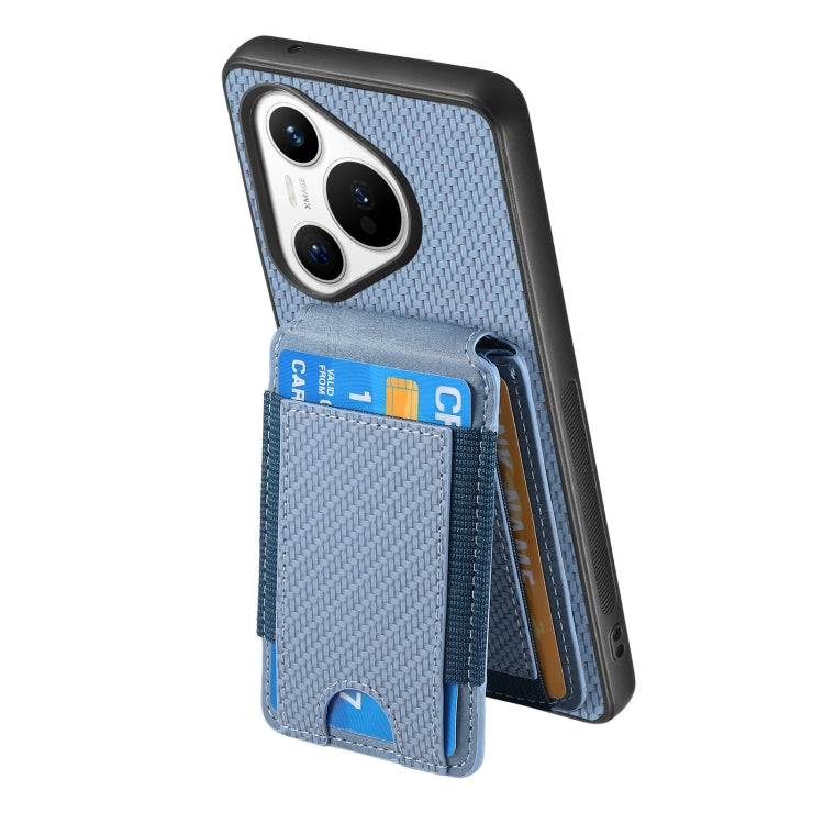 For Huawei Pura 70 Carbon Fiber Vertical Flip Wallet Stand Phone Case(Blue) - Huawei Cases by PMC Jewellery | Online Shopping South Africa | PMC Jewellery | Buy Now Pay Later Mobicred