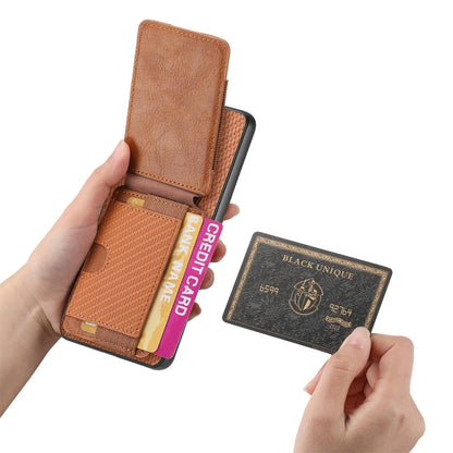 For Huawei Pura 70 Carbon Fiber Vertical Flip Wallet Stand Phone Case(Brown) - Huawei Cases by PMC Jewellery | Online Shopping South Africa | PMC Jewellery | Buy Now Pay Later Mobicred