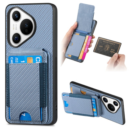 For Huawei Pura 70 Pro Carbon Fiber Vertical Flip Wallet Stand Phone Case(Blue) - Huawei Cases by PMC Jewellery | Online Shopping South Africa | PMC Jewellery | Buy Now Pay Later Mobicred