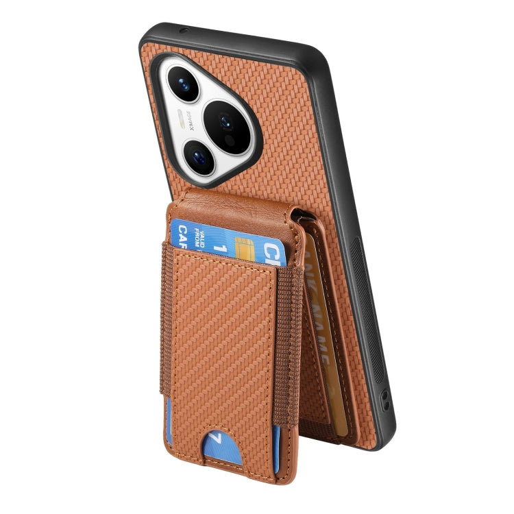 For Huawei Pura 70 Pro+ Carbon Fiber Vertical Flip Wallet Stand Phone Case(Brown) - Huawei Cases by PMC Jewellery | Online Shopping South Africa | PMC Jewellery | Buy Now Pay Later Mobicred