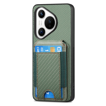 For Huawei Pura 70 Pro+ Carbon Fiber Vertical Flip Wallet Stand Phone Case(Green) - Huawei Cases by PMC Jewellery | Online Shopping South Africa | PMC Jewellery | Buy Now Pay Later Mobicred