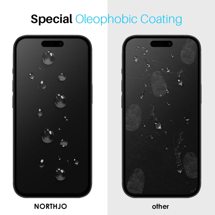 For iPhone 16 NORTHJO 2pcs A++ Tempered Glass Film with Installation Frame - iPhone 16 Tempered Glass by NORTHJO | Online Shopping South Africa | PMC TechLife | Buy Now Pay Later Mobicred