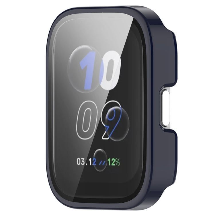 For Amazfit bip5 Unity PC + Tempered Glass Film Integrated Watch Protective Case(Ink Blue) - Watch Cases by PMC TechLife | Online Shopping South Africa | PMC TechLife | Buy Now Pay Later Mobicred