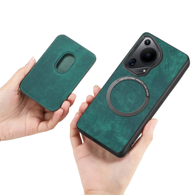 For Huawei Pura 70 Retro Leather Card Bag Magnetic Phone Case(Green) - Huawei Cases by PMC Jewellery | Online Shopping South Africa | PMC Jewellery | Buy Now Pay Later Mobicred