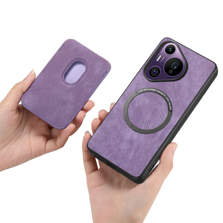 For Huawei Pura 70 Pro Retro Leather Card Bag Magnetic Phone Case(Purple) - Huawei Cases by PMC Jewellery | Online Shopping South Africa | PMC Jewellery | Buy Now Pay Later Mobicred