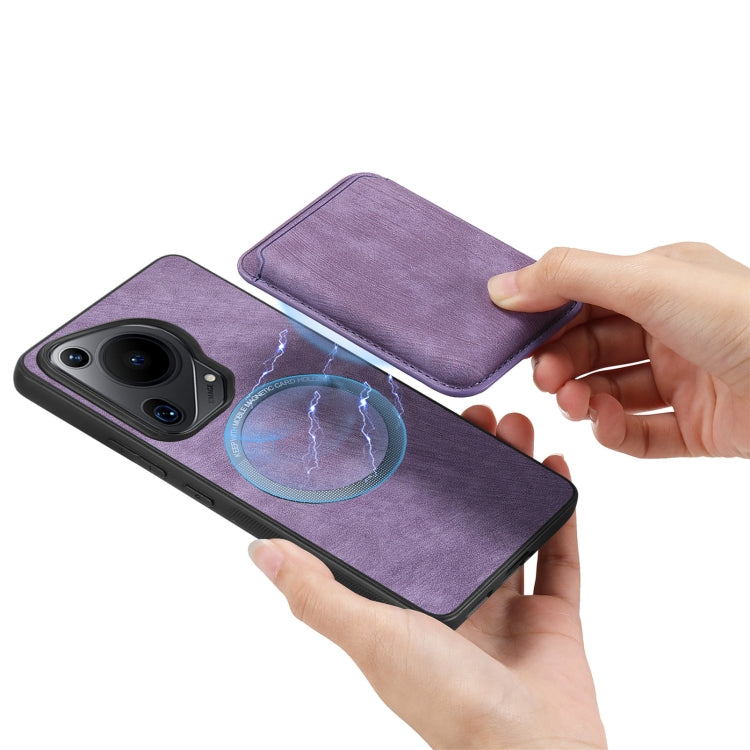 For Huawei Pura 70 Ultra Retro Leather Card Bag Magnetic Phone Case(Purple) - Huawei Cases by PMC Jewellery | Online Shopping South Africa | PMC Jewellery | Buy Now Pay Later Mobicred